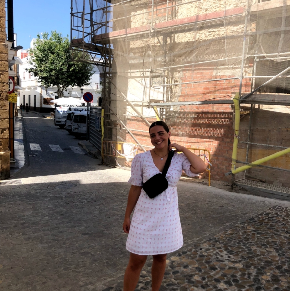 100% COTTON 3D WOVEN FRINGE SQUARES PUFF SLEEVE MINI DRESS ADJUSTABLE NECKLINE